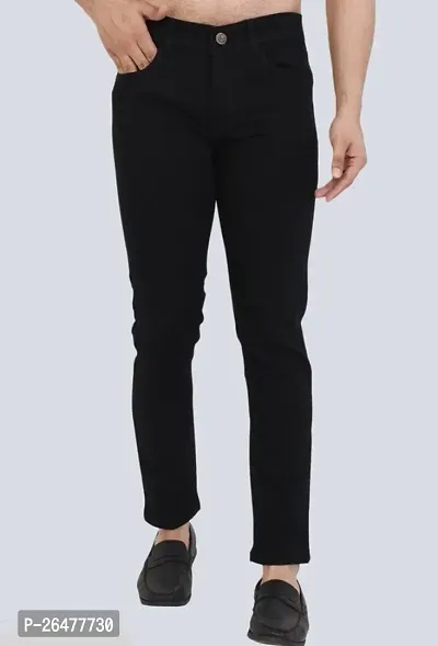 Stylish Black Denim Mid-Rise Jeans For Men