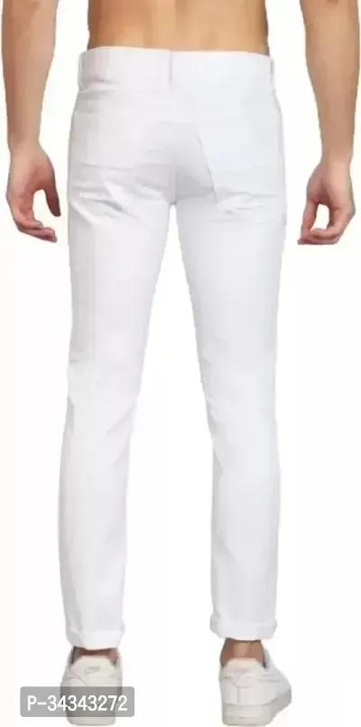 Stylish White Denim Solid Jeans For Men-thumb2