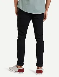 Stylish Black Cotton Blend Solid Slim Fit Mid-Rise Jeans For Men-thumb1