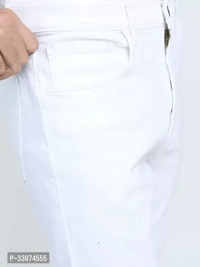 Stylish White Denim Solid Mid Rise Jeans For Men-thumb5