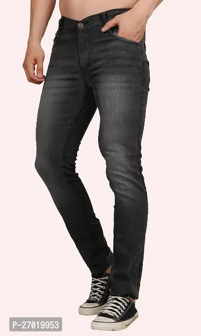 Stylish Cotton Blend Slim Fit Jeans For Men-thumb0