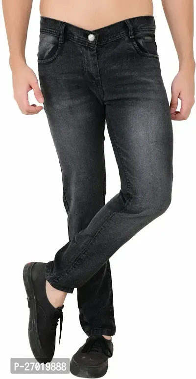 Stylish Cotton Blend Slim Fit Jeans For Men-thumb0