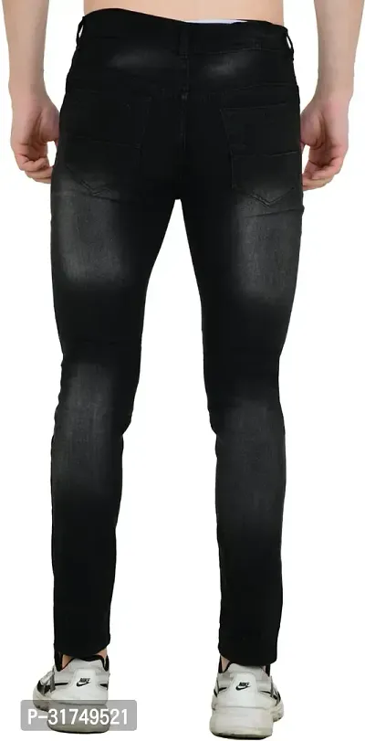 Stylish Grey Denim Solid Mid-Rise Jeans For Men-thumb2