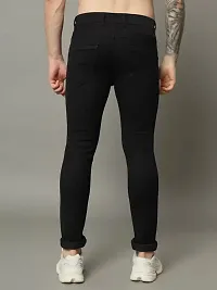 Stylish Black Denim Solid Jeans For Men-thumb1