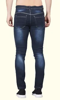 Stylish Blue Cotton Blend Solid Jeans For Men-thumb1