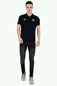 Stylish Black Denim Solid Mid-Rise Jeans For Men-thumb1