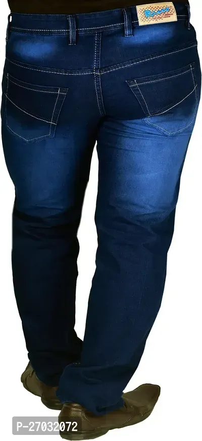 Classic Blue Cotton Solid Jeans For Men-thumb3