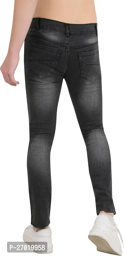 Stylish Cotton Blend Slim Fit Jeans For Men-thumb2