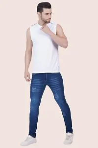 Classic Blue Cotton Blend Solid Jeans For Men-thumb2