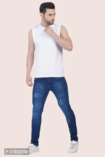 Classic Blue Cotton Blend Solid Jeans For Men-thumb3