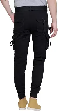 Fancy Black Solid Cotton Blend Cargo Pant For Men-thumb2