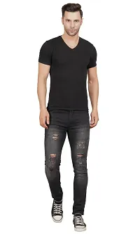 Men Slim Grey Rough Jeans-thumb2