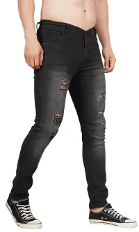 Men Slim Grey Rough Jeans-thumb1