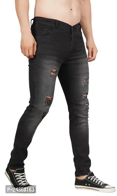 Men Slim Grey Rough Jeans-thumb2