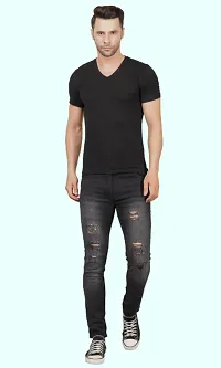 Men Slim Grey Rough Jeans-thumb2