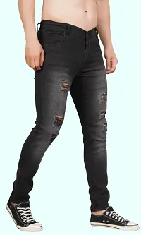 Men Slim Grey Rough Jeans-thumb2