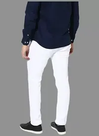 Men Slim White Plain Jeans-thumb1