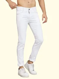 Men's Sk Slim White Plain Jeans-thumb1