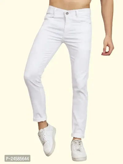 Men's Regular White Jeans-thumb0