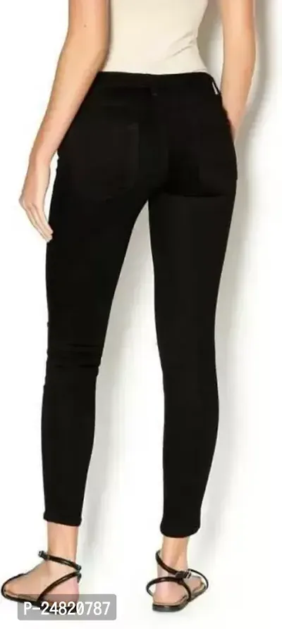 Slim Women Black Knee Cut Jeans 1 Button-thumb2