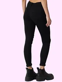 Slim Women Black Knee Cut Jeans 1 Button-thumb1