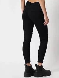 Regular Women Black Knee Cut Jeans 1 Button-thumb1