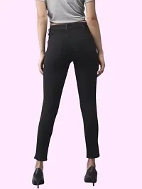 Slim Women Black Knee Cut Jeans 1 Button-thumb1