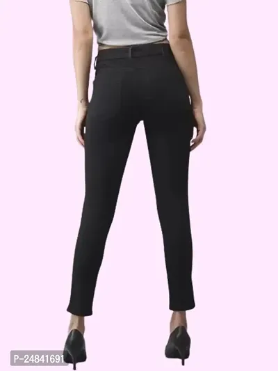 Slim Women Black Knee Cut Jeans 1 Button-thumb2