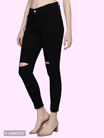 Women Black Solid Jeans-thumb2