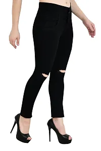 COMFITS Women Black Jeans Latest StylishSlit Cut (30, Black)-thumb1