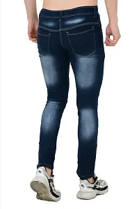 Stylish Blue Cotton Blend Printed Mid-Rise Jeans For Men-thumb1