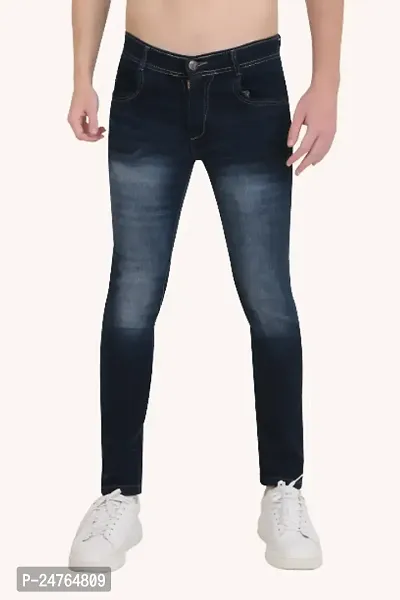 COMFITS Men's Blue Stretchable Regular Slim fit Tapered Jeans(MBLP-04) (30, Blue)-thumb0