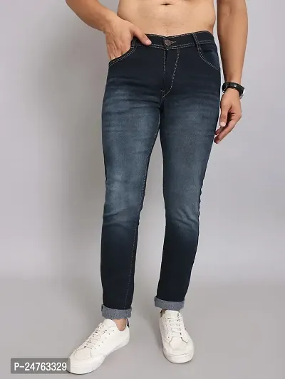 COMFITS Men's Blue Stretchable Regular Tapered Slim fit Jeans(MBLP-001) (30)-thumb0