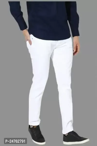 COMFITS Men's Regular Tapred Slim Fit Jeans (34) White