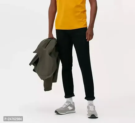 COMFITS Men's Boys Black Casual Latest Stylish  Formal Plain Jeans (36)