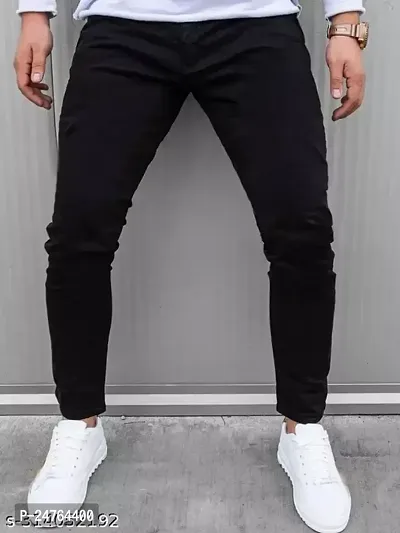 COMFITS Men's Boys Black Casual Latest Stylish  Formal Plain Jeans (32)