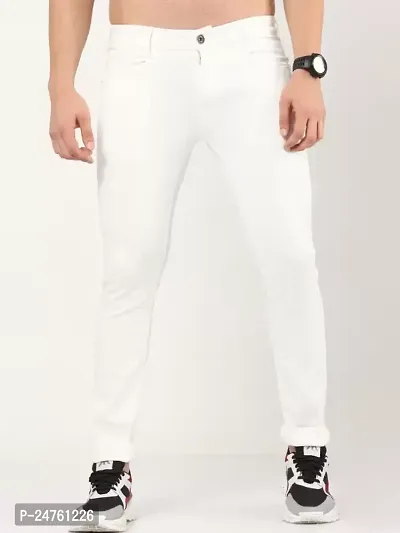 COMFITS Men's Latest Casual White Plain Jeans (32)