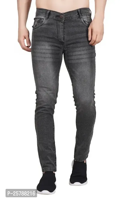 Jeancherry Men Grey Plain Jeans-thumb0