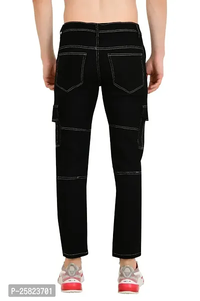 Jeancherry Fashion Men Black Cargo-thumb2