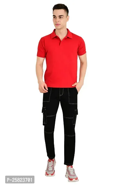 Jeancherry Fashion Men Black Cargo-thumb3