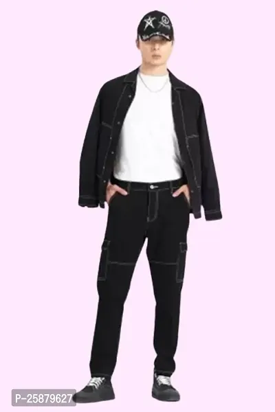 Jeancherry Fashion Men Black Cargo-thumb2