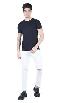 Jeancherry Men White Knee Cut Jeans-thumb2