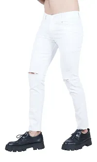 Fashion Men White Knee Cut Jeans`-thumb2