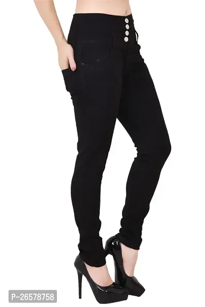 Jeancherry Women Black Plain Jeans 4 Button