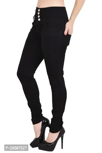 Jeancherry Women Black Plain Jeans 4 Button