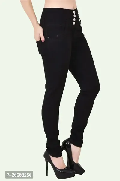 Comfits Women Black Plain Jeans 4 Button-thumb0