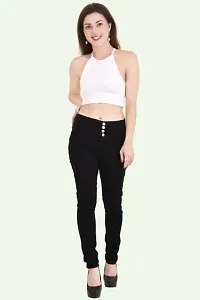 Comfits Women Black Plain Jeans 4 Button-thumb2