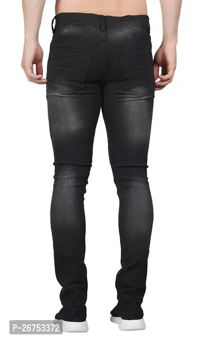 Trendy Black Denim Distress Slim Fit Jeans For Men-thumb2