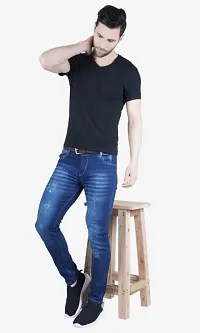 Classic Cotton Blend Solid Jeans For Men-thumb2