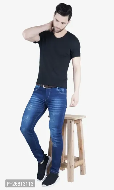 Classic Cotton Blend Solid Jeans For Men-thumb3